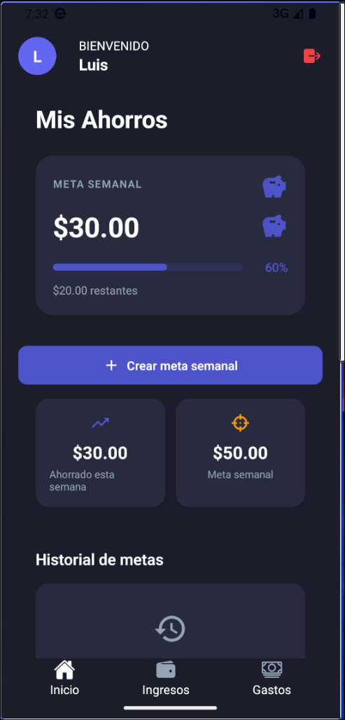 Pantalla de registro