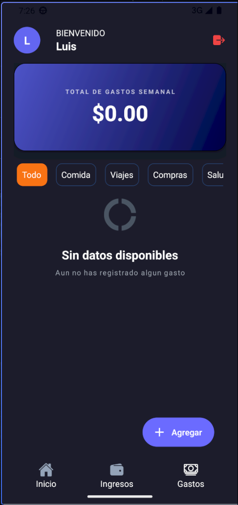 Pantalla de registro