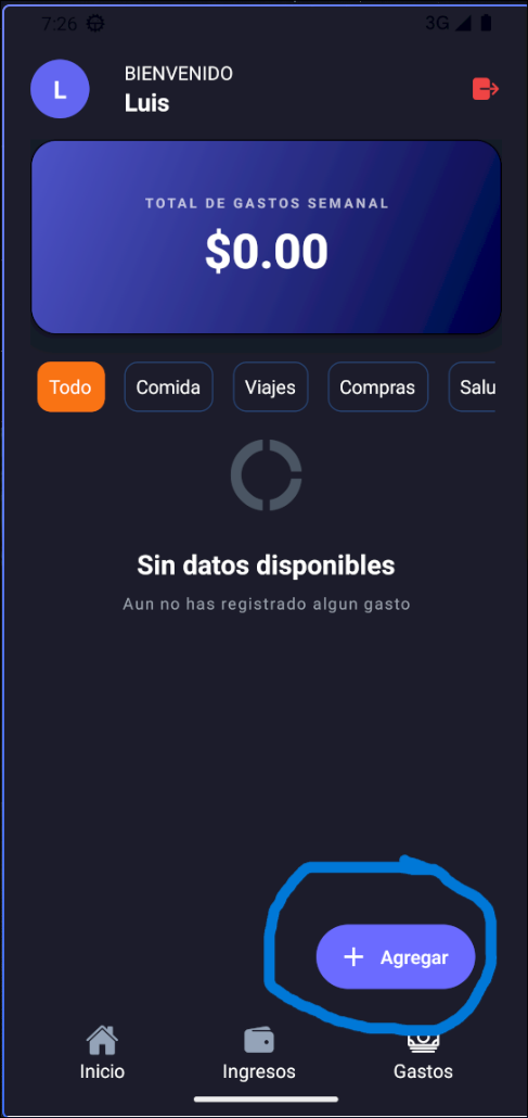 Pantalla de registro