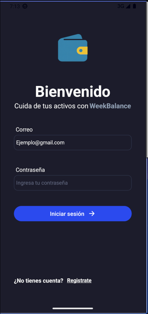Pantalla de registro