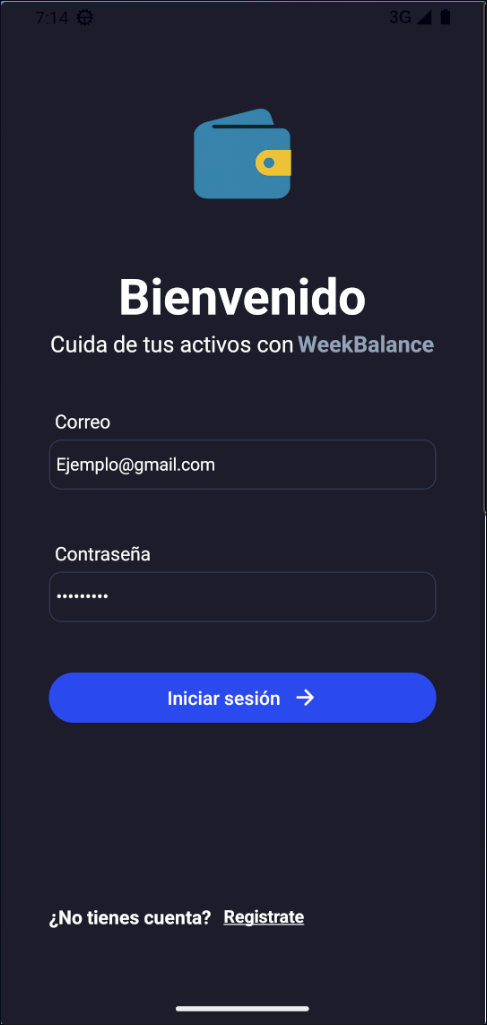 Pantalla de registro