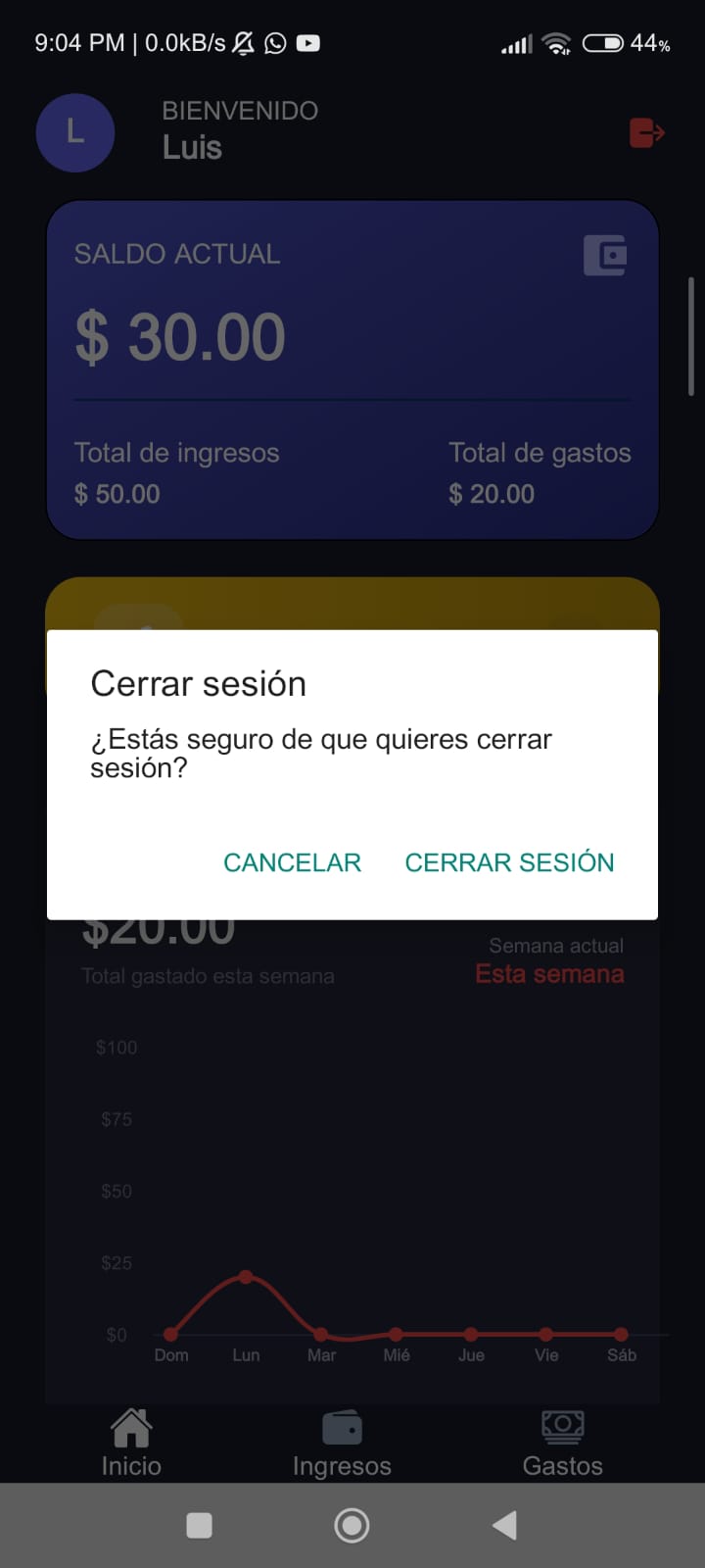 Pantalla de registro